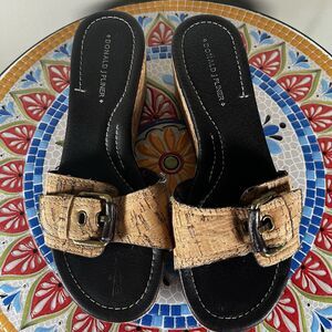 Donald J Pliner Suze Womens Sz 7.5 Brown Cork Wedge Slide Sandals Made in Brazil